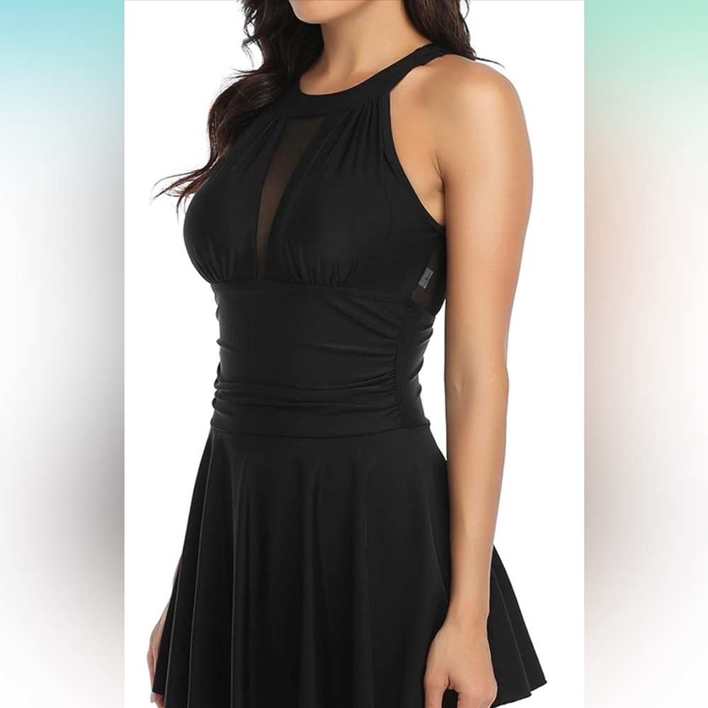 SWSMCLT Women's One Piece Swimdress Skirted Swimsuit Long Torso Tummy Control - Picture 3 of 5